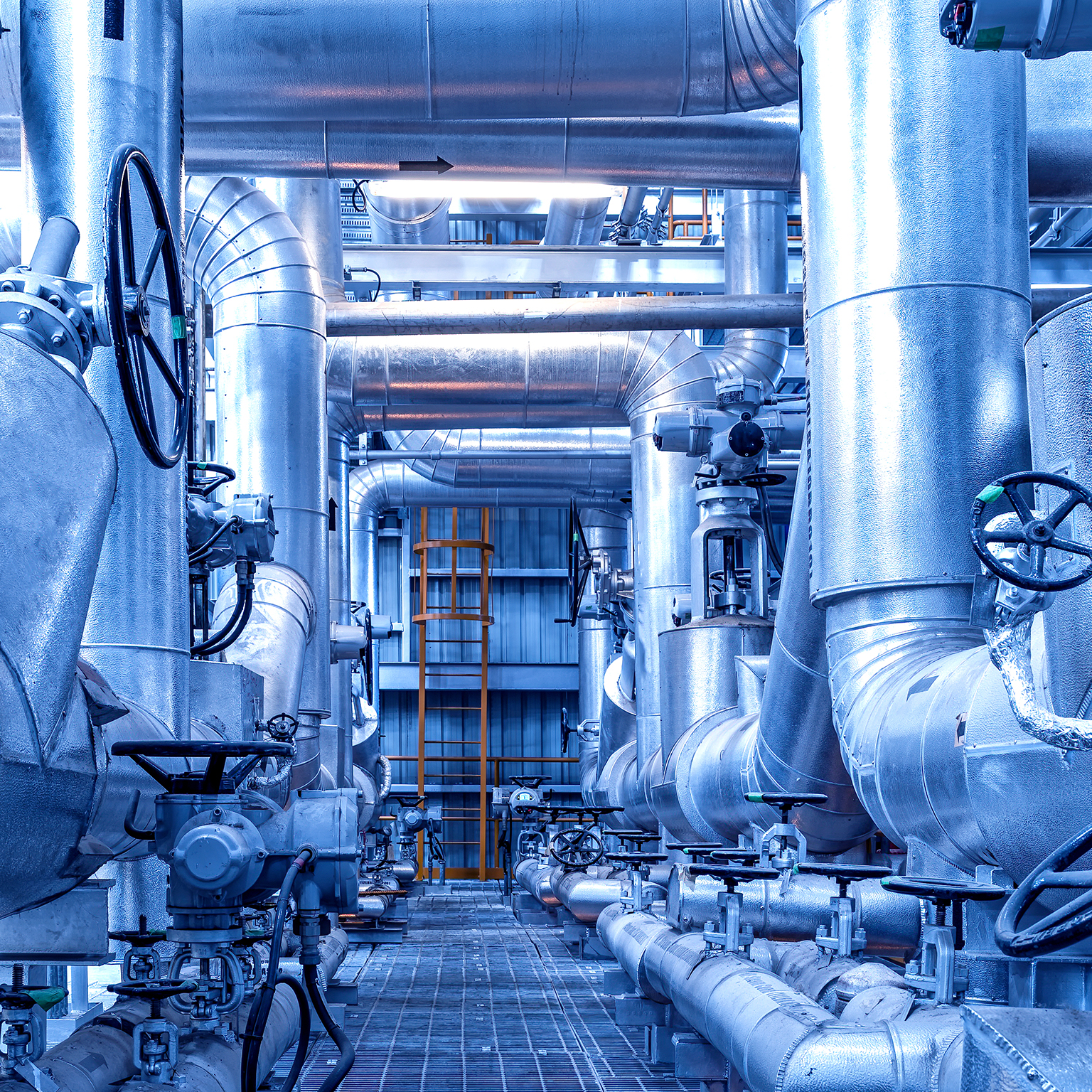 Steel pipelines and valve at industrial zone