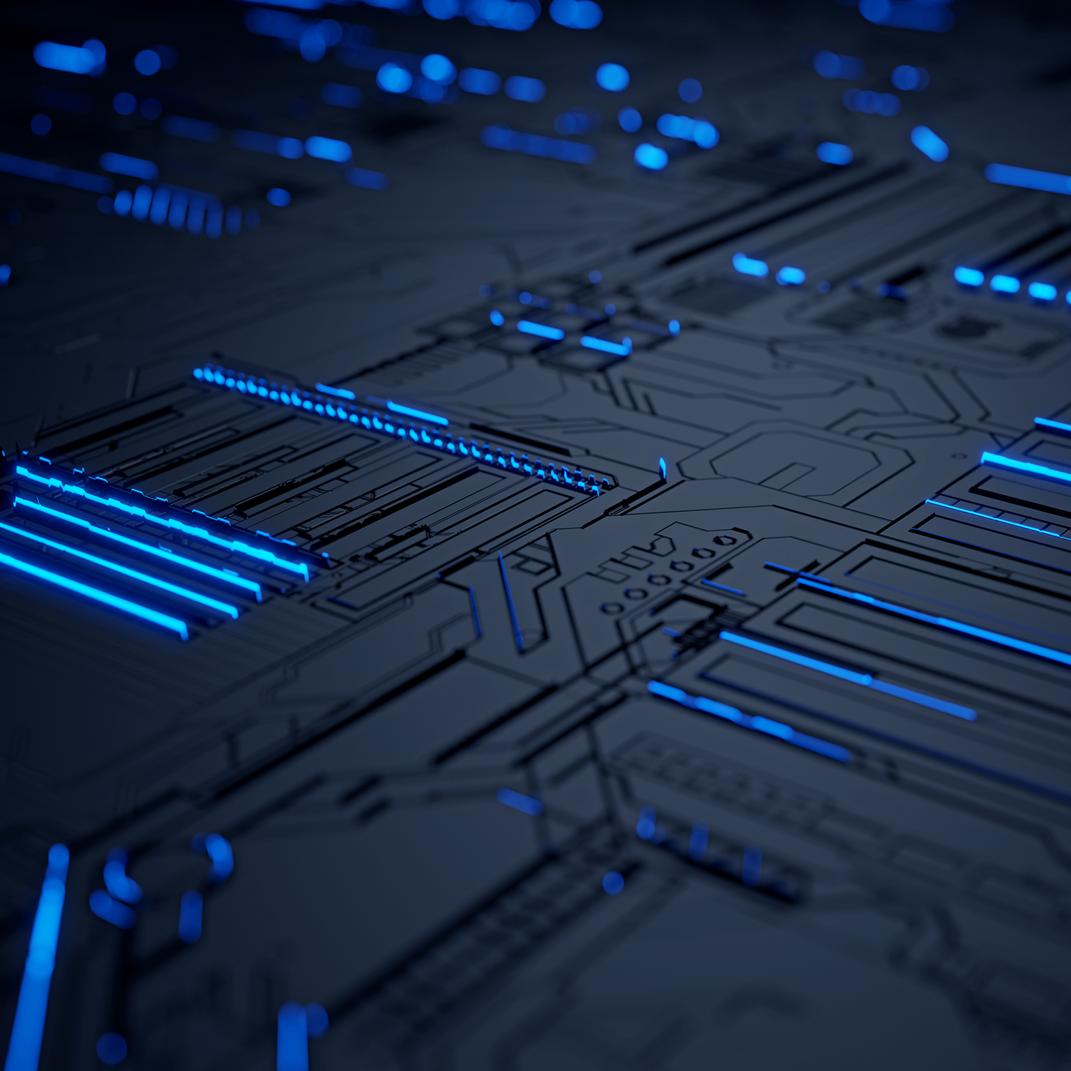Circuit board with blue lights