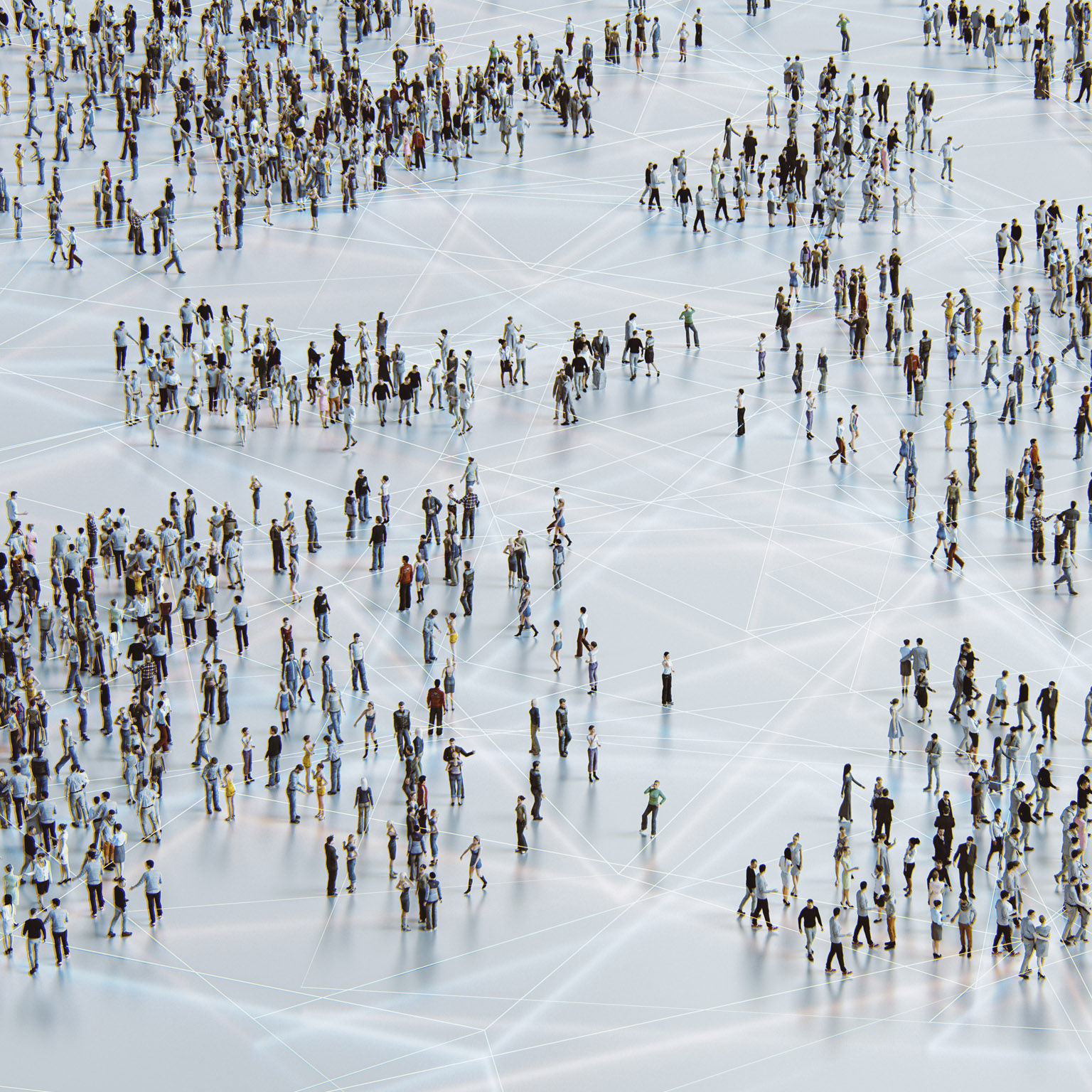 Urban crowd of people from above