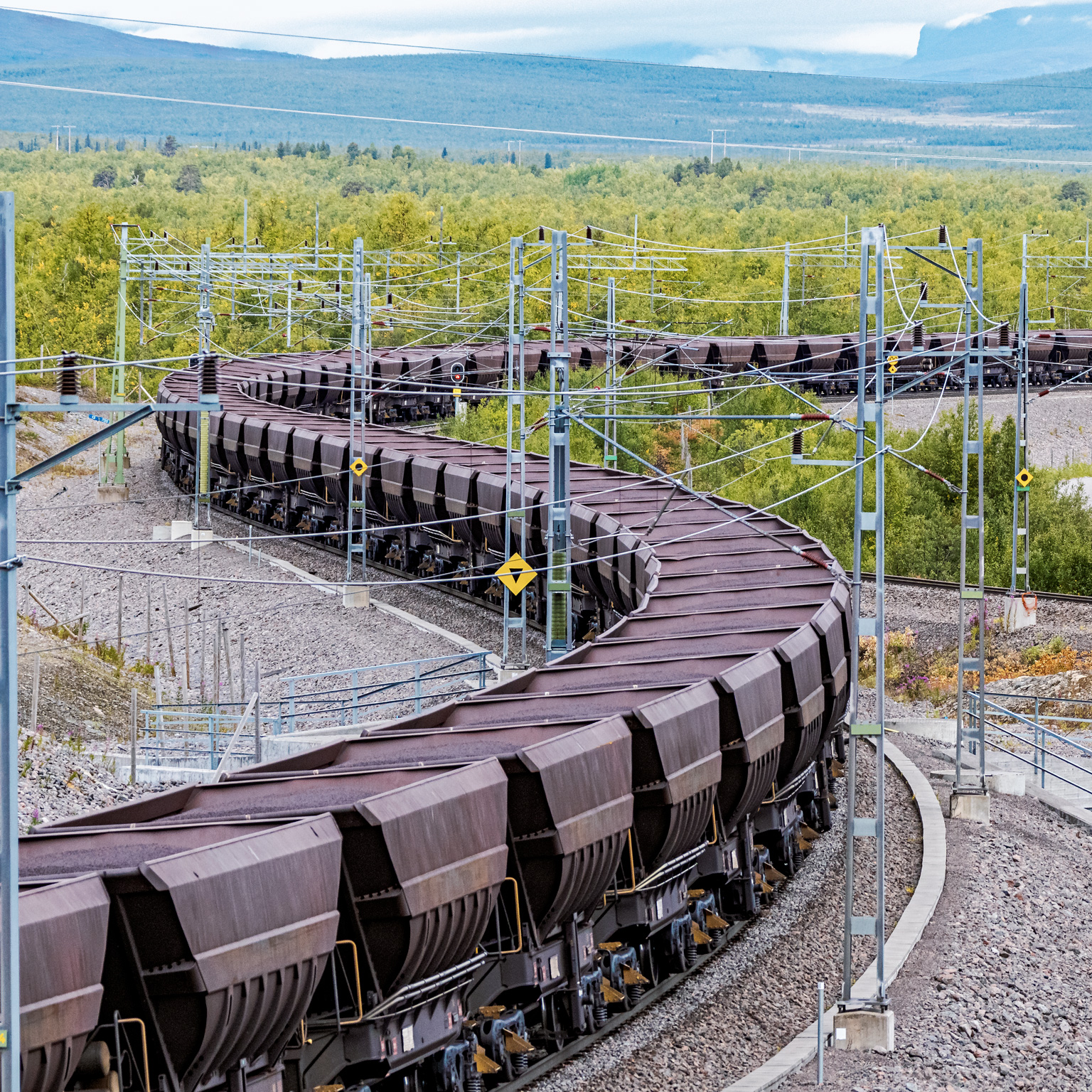 Loaded iron ore train in Arctic Circle