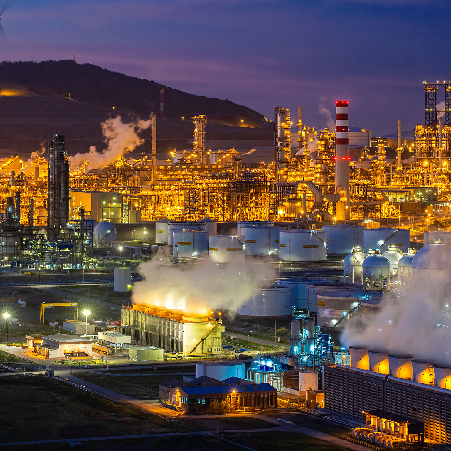 refinery at night - stock photo