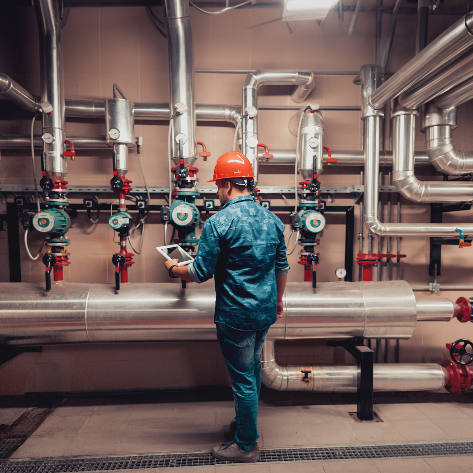 Stationary engineer at work - stock photo
