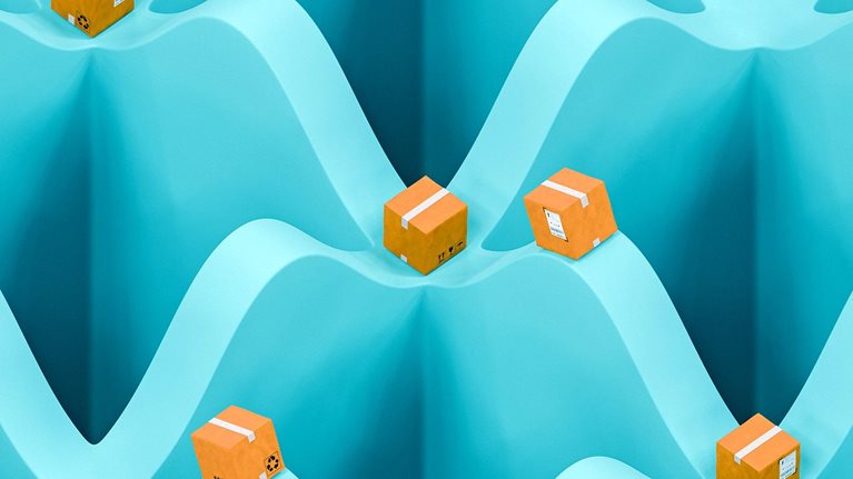 Delivery box pattern on wavy background for shipping concept