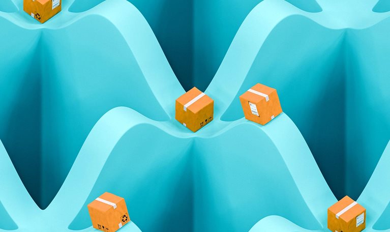 Delivery box pattern on wavy background for shipping concept