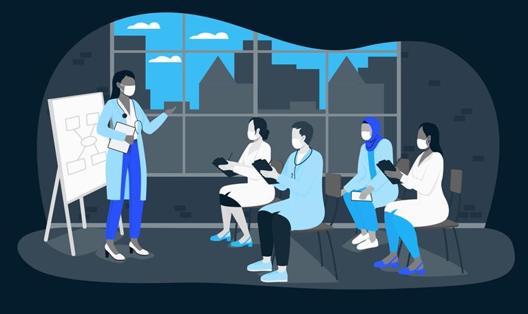 illustration doctors attending presentation