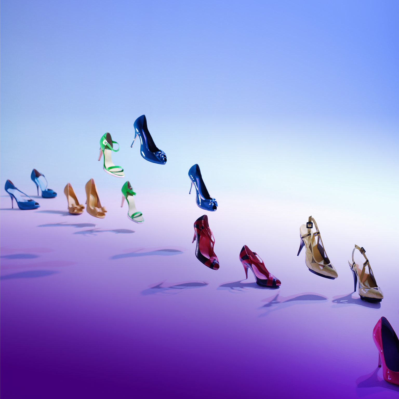 Colorful shoes walk on their own