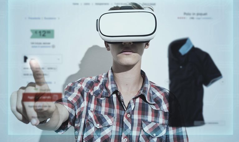 Man wearing VR goggles