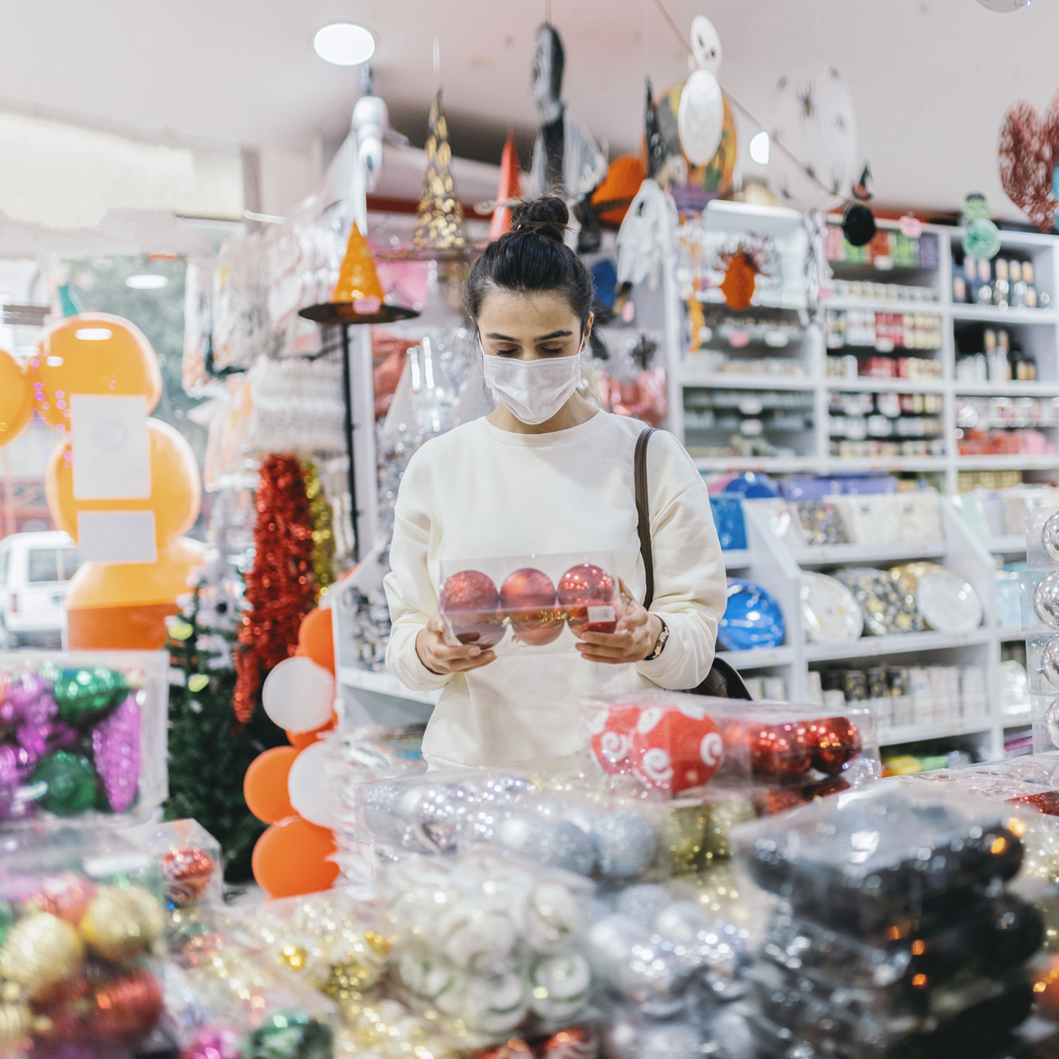 Woman doing holiday shopping.
