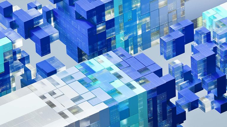 A vibrant visualization of interconnected data blocks representing the seamless integration of artificial intelligence and digital infrastructure. This image captures the dynamic process of innovation as data flows and transforms through intelligent systems.