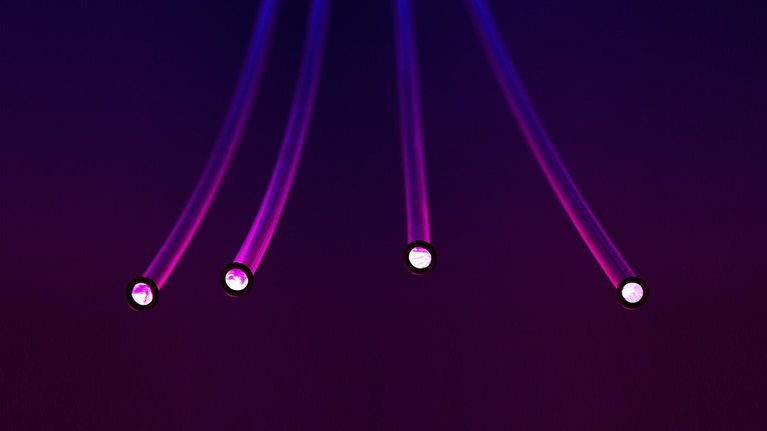 Close-up of fiber optic digital telecommunication cables