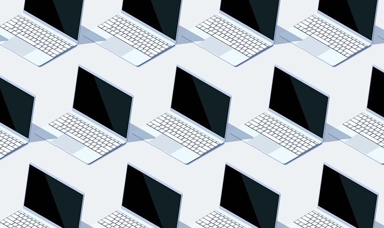 Seamless pattern made from repeating laptop computers.