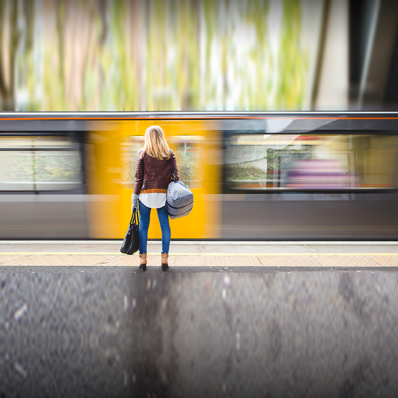 Waiting for the Train - stock photo