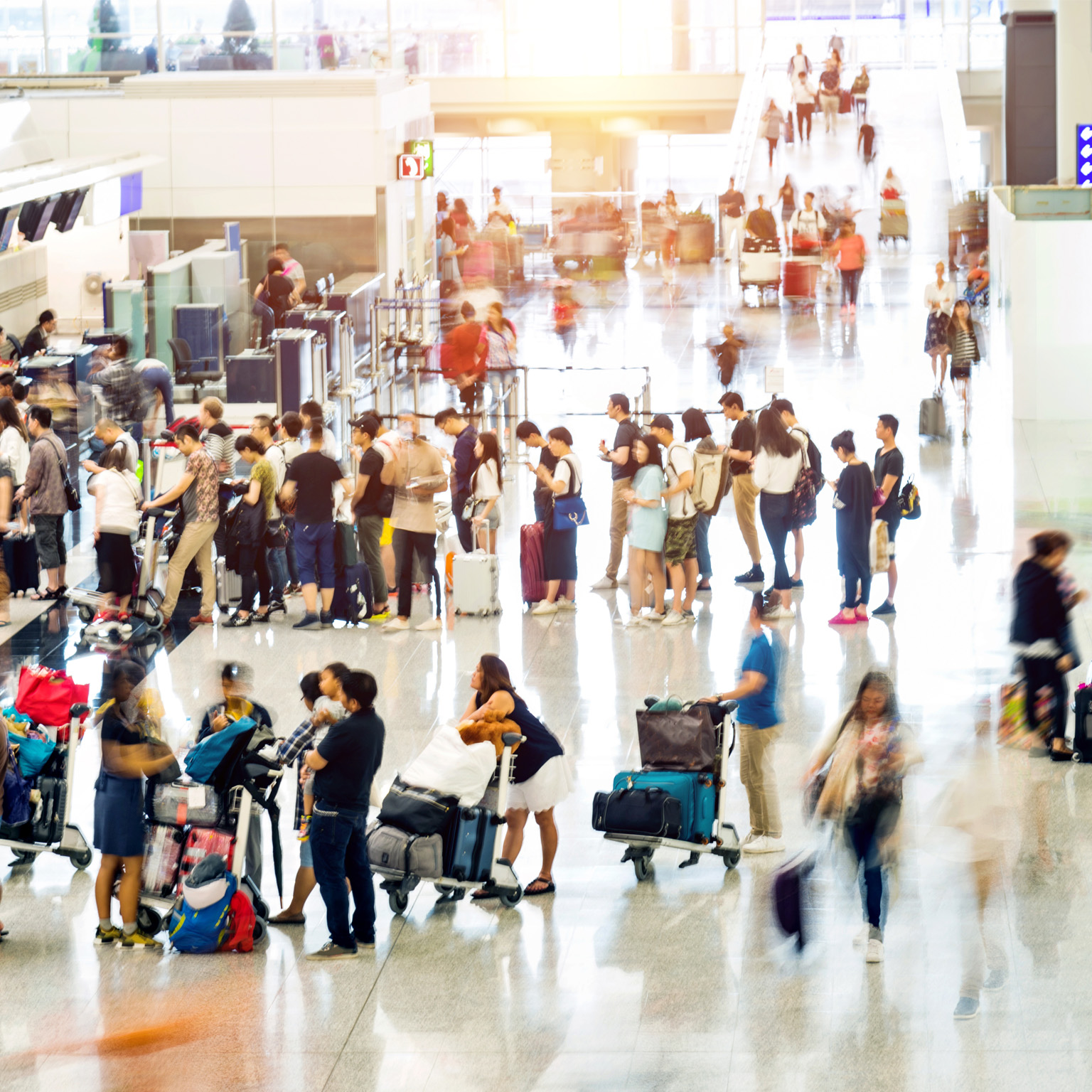 Crowd of people waiting for check-in - stock photo