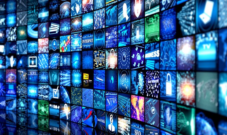 Media concept smart TV - stock photo