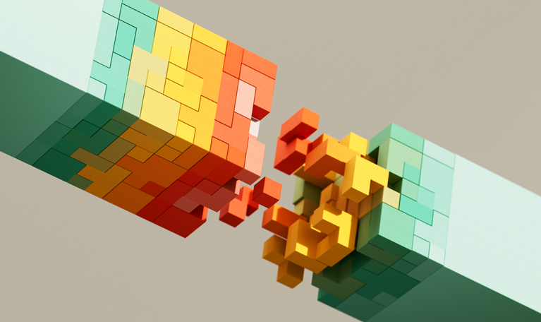Vibrant coloured futuristic cubes