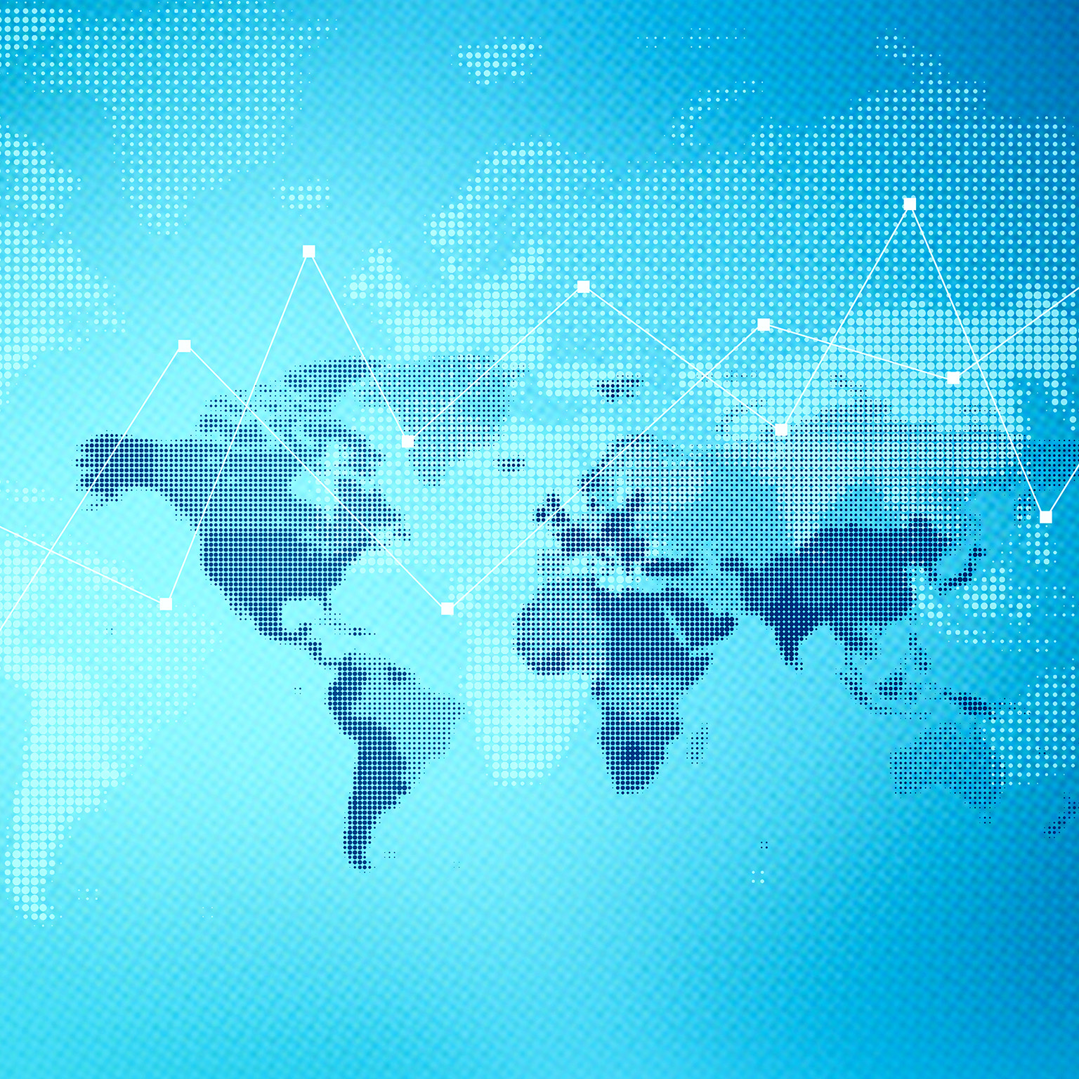 Abstract illustration of a world map and graph